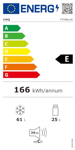 CHiQ Frigorífico Combi Bajo Encimera 86L, Silencioso, Oscuro