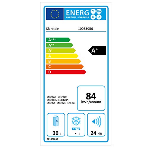KLARSTEIN Mini Nevera 30L, Frío 0-15°C, Estantes Ajustables