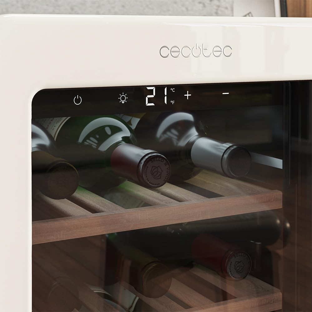 Cecotec Bolero Grandsommelier 18 Botellas, Beige, LED