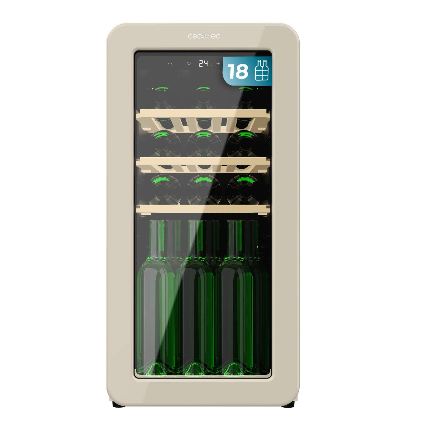 Cecotec Bolero Grandsommelier 18 Botellas, Beige, LED