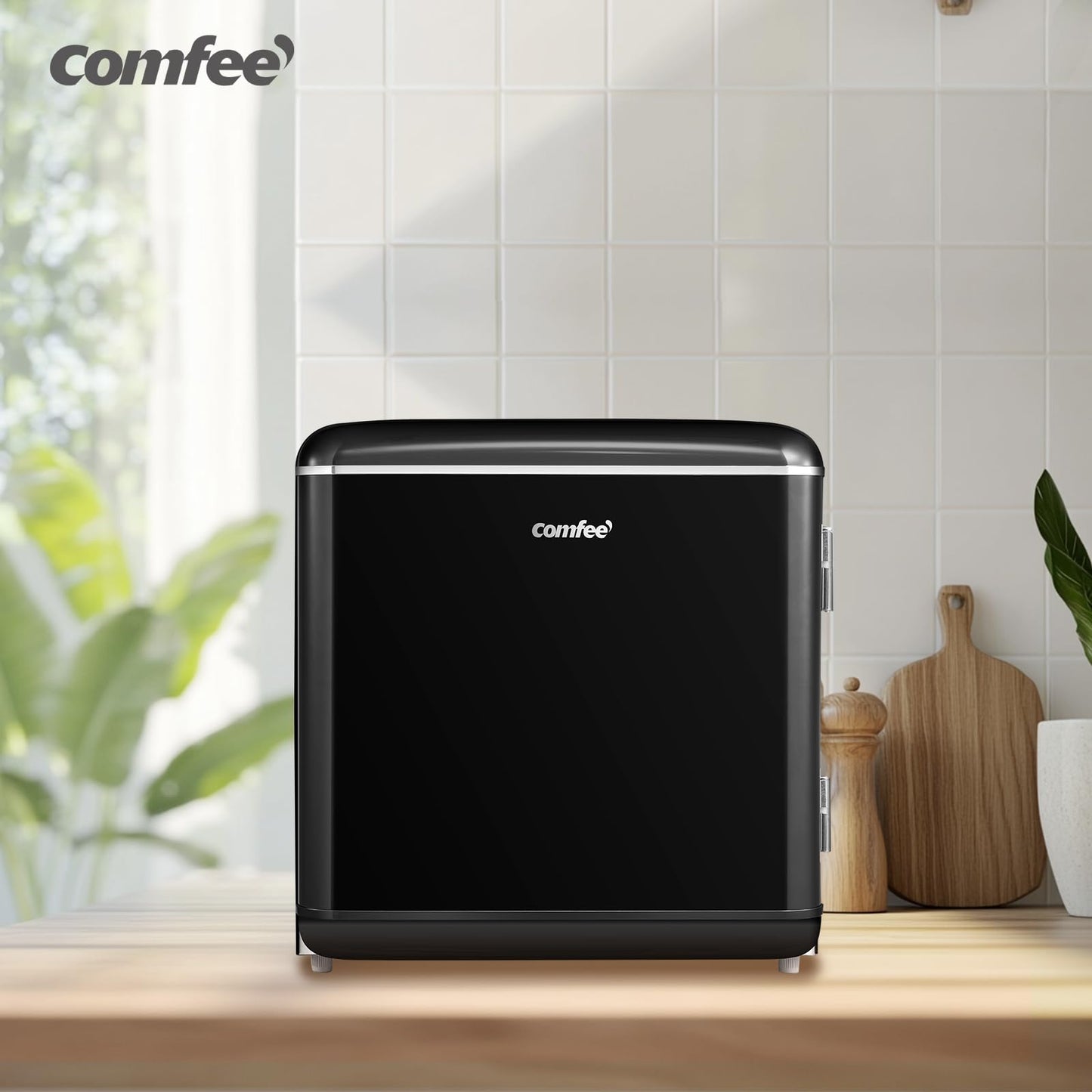 COMFEE' Mini Frigorífico 47L Retro, Silencioso, Negro