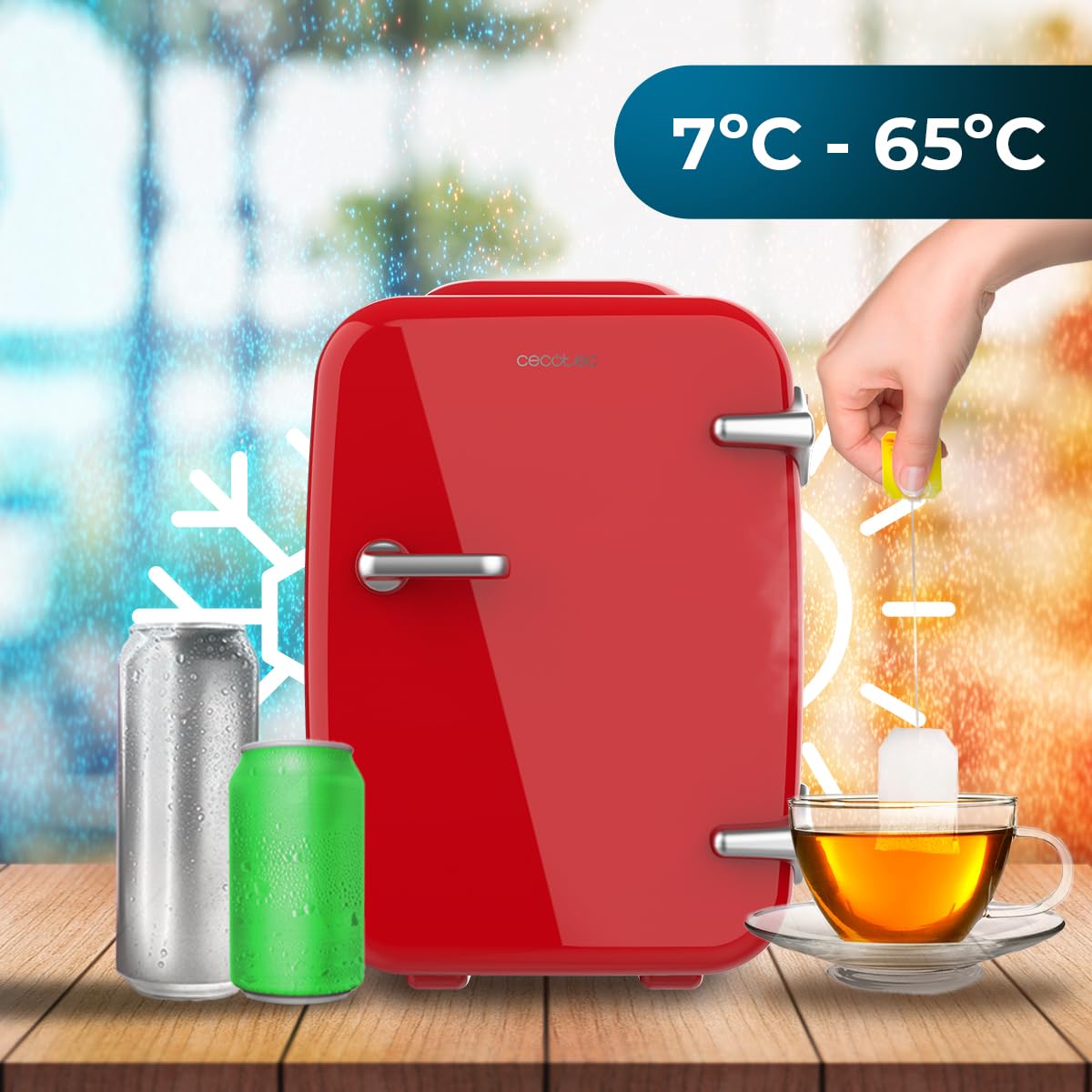 Cecotec Bolero MiniCooling 4L Habana Red, 12V-220V, Frío/Calor