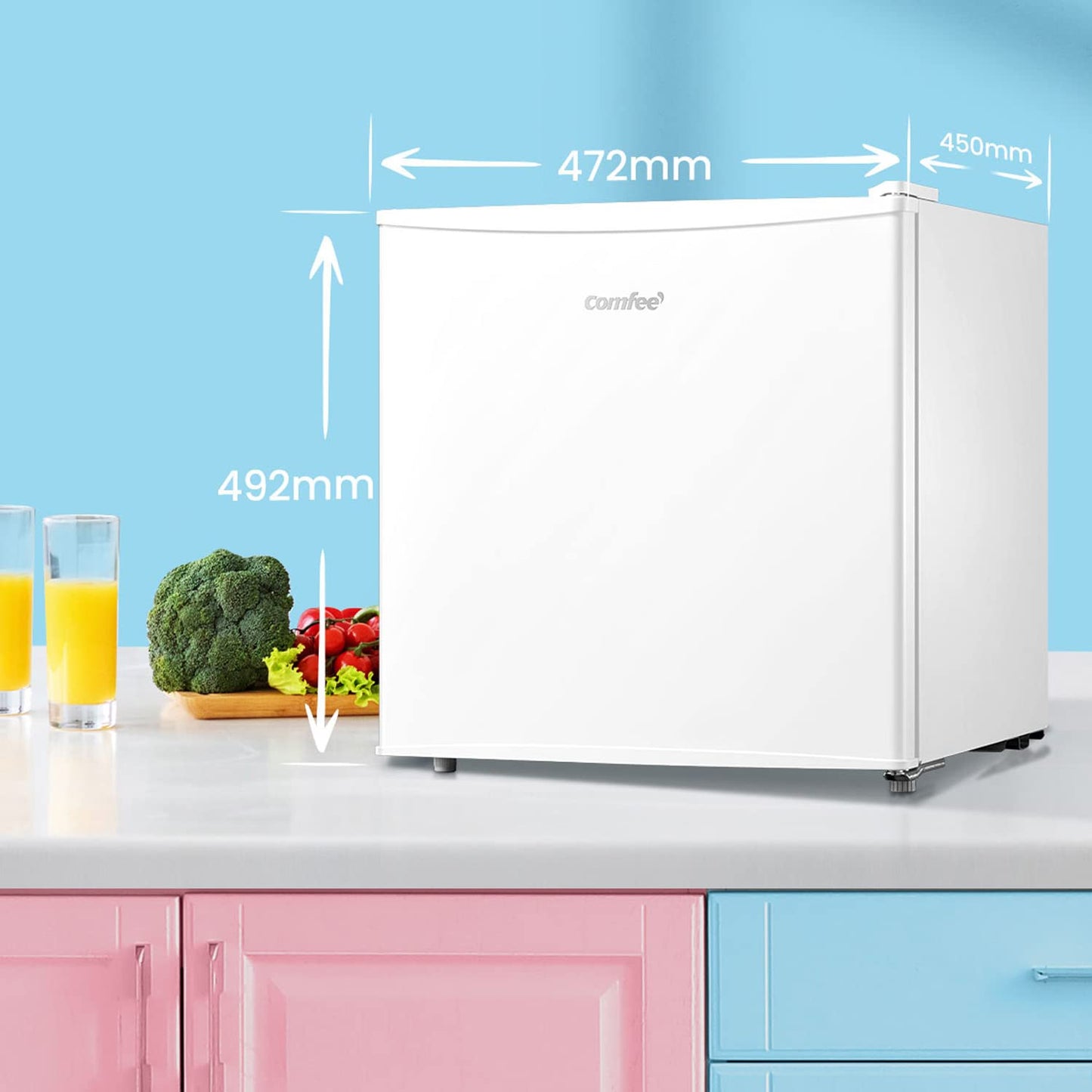 COMFEE' RCD50WH2(E) Mini Frigorífico 43L, Silencioso, Blanco