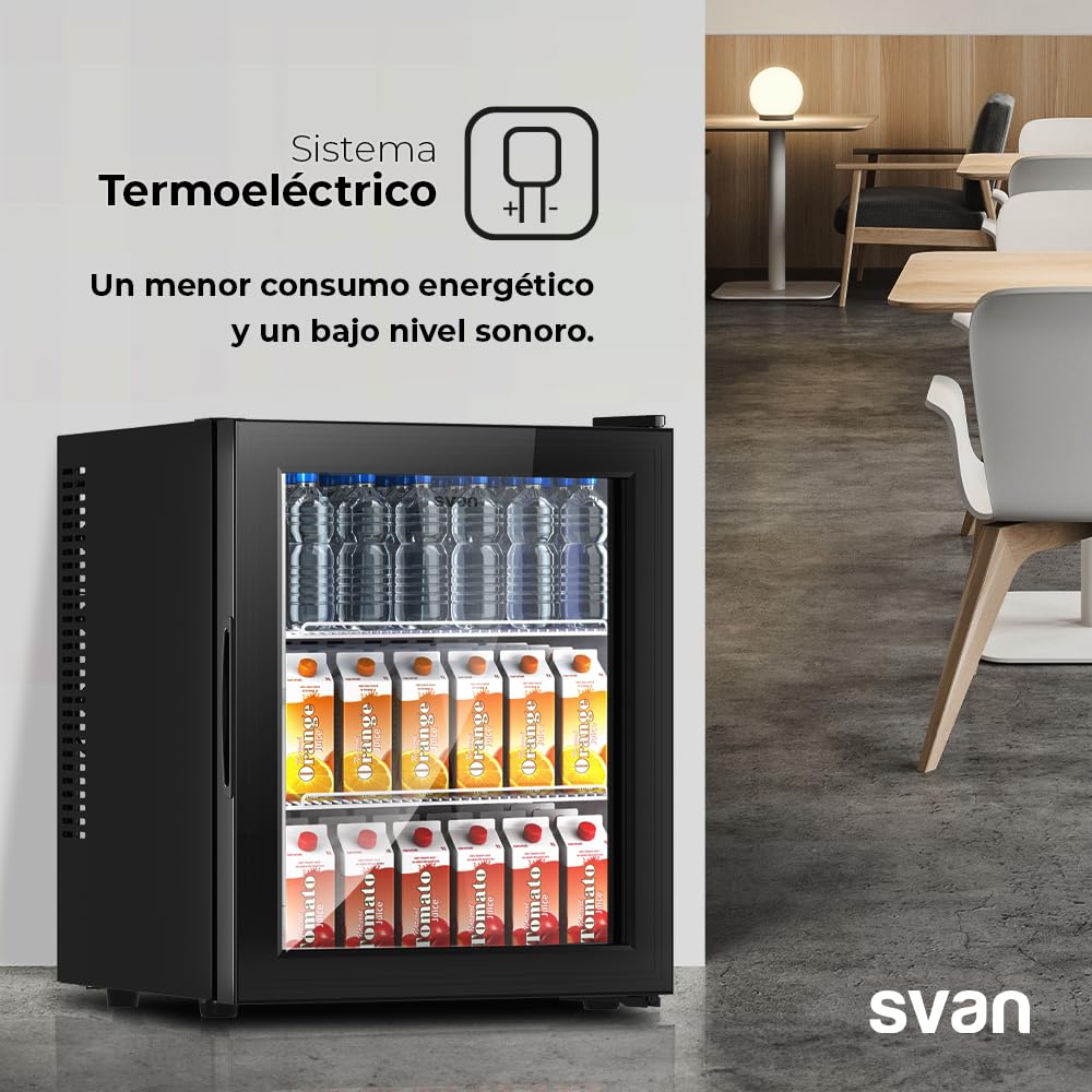Svan Mini Frigorífico 23L, Negro, Puerta Reversible, Silencioso