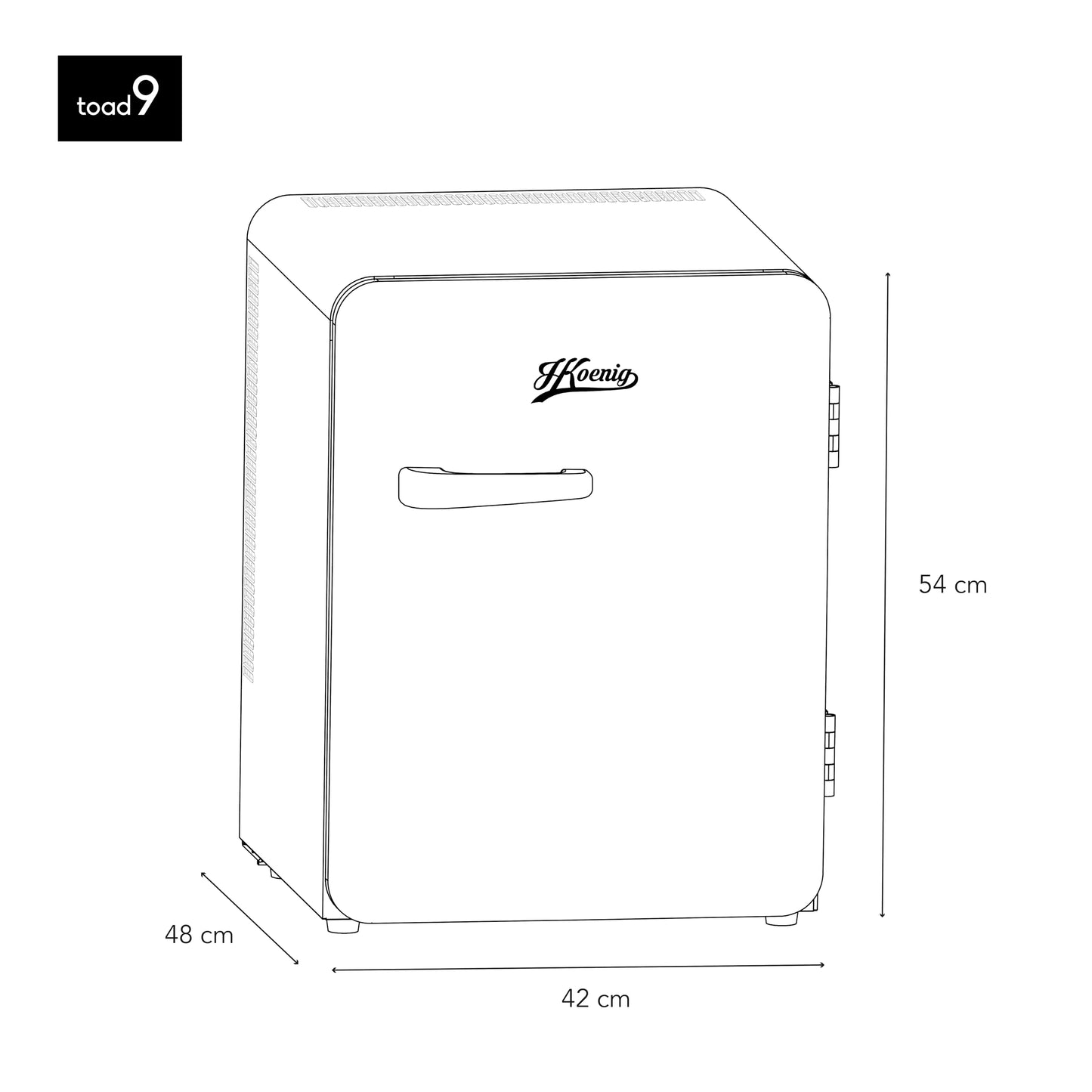 H.Koenig Mini Bar TOAD9 31L, Vintage, Silencioso, Negro
