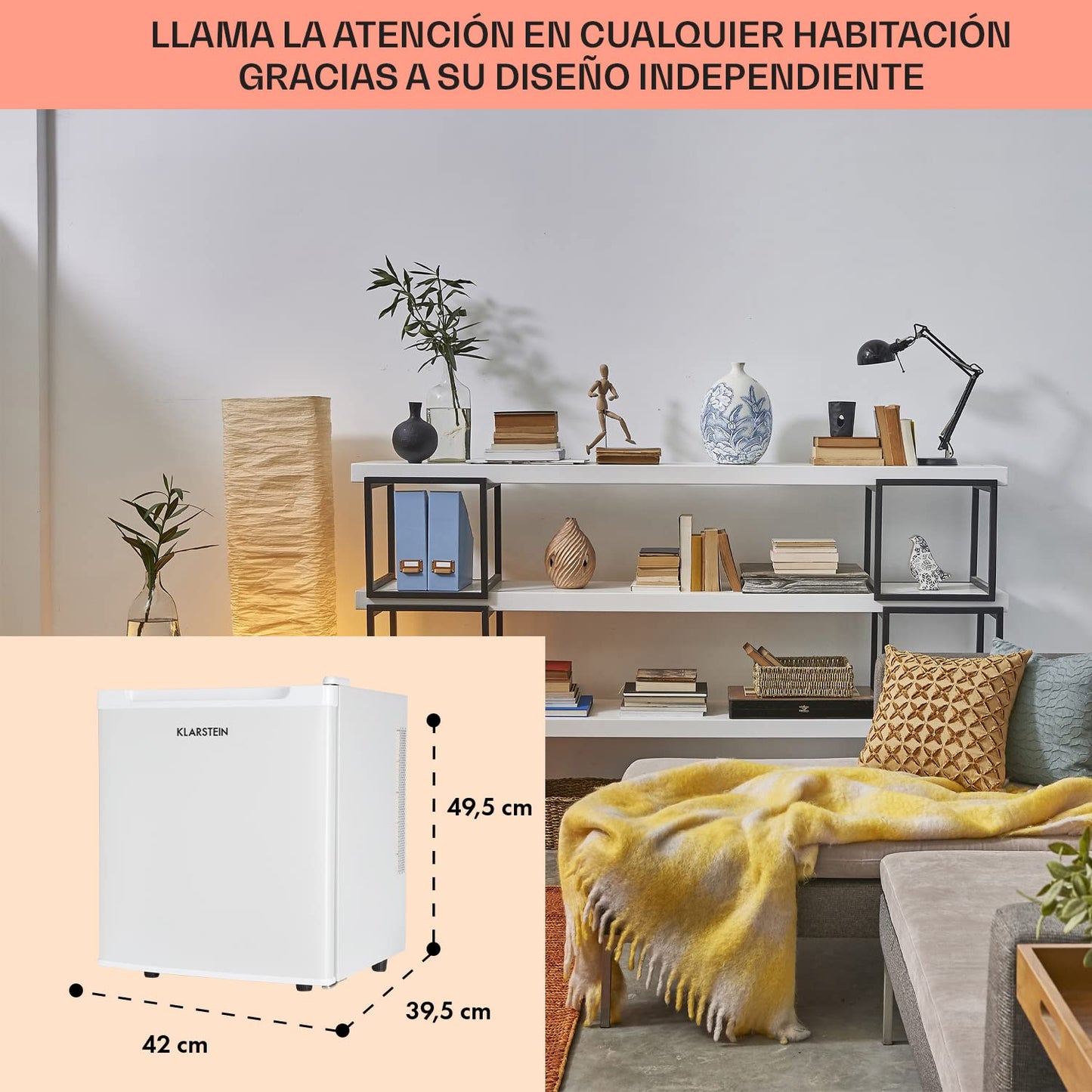 KLARSTEIN Mini Nevera 30L, Frío 0-15°C, Estantes Ajustables