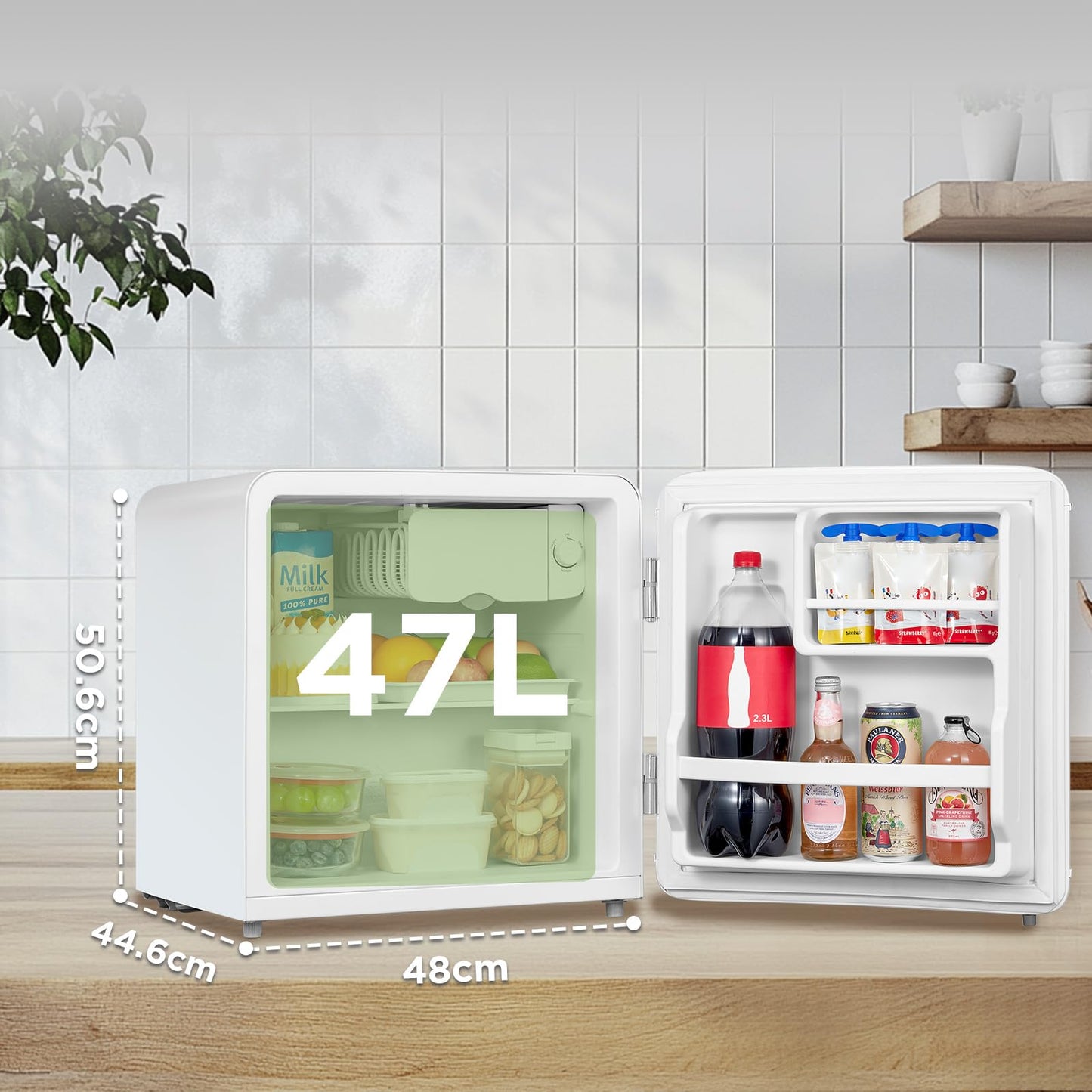 COMFEE' RCD50WH2EURT(E) Mini Frigorífico 47L Retro, Silencioso, Blanco