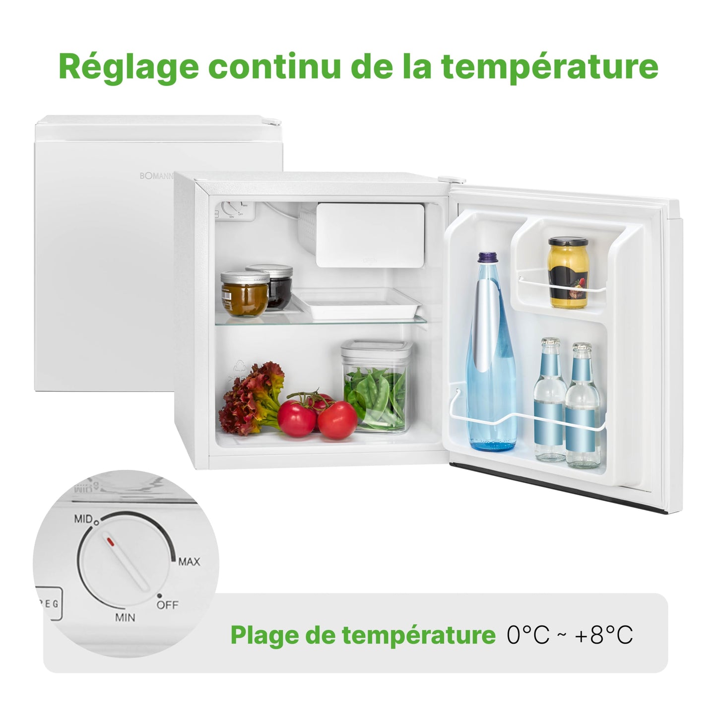 Bomann KB7245 Mini Frigorífico 45L con Congelador, Blanco