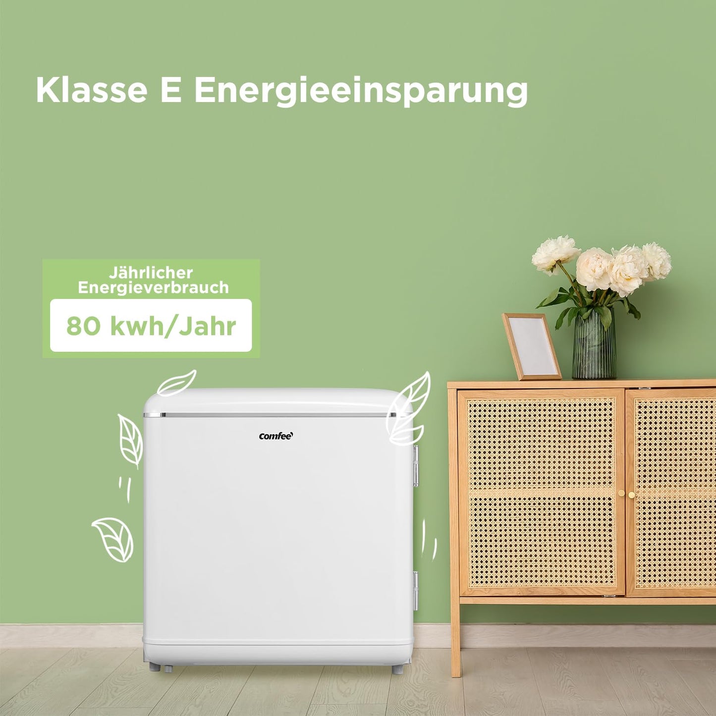 COMFEE' RCD50WH2EURT(E) Mini Frigorífico 47L Retro, Silencioso, Blanco