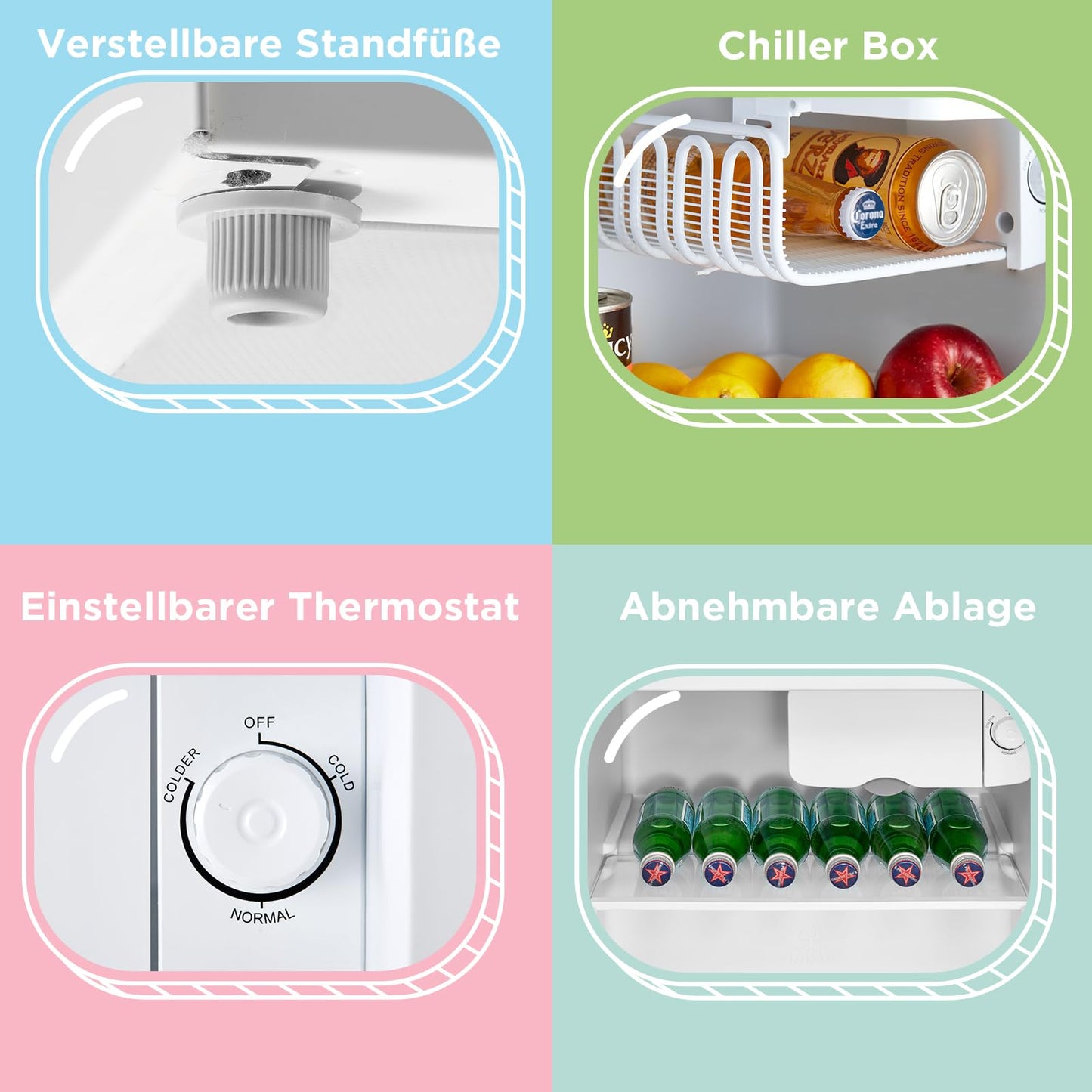 COMFEE' RCD50WH2EURT(E) Mini Frigorífico 47L Retro, Silencioso, Blanco