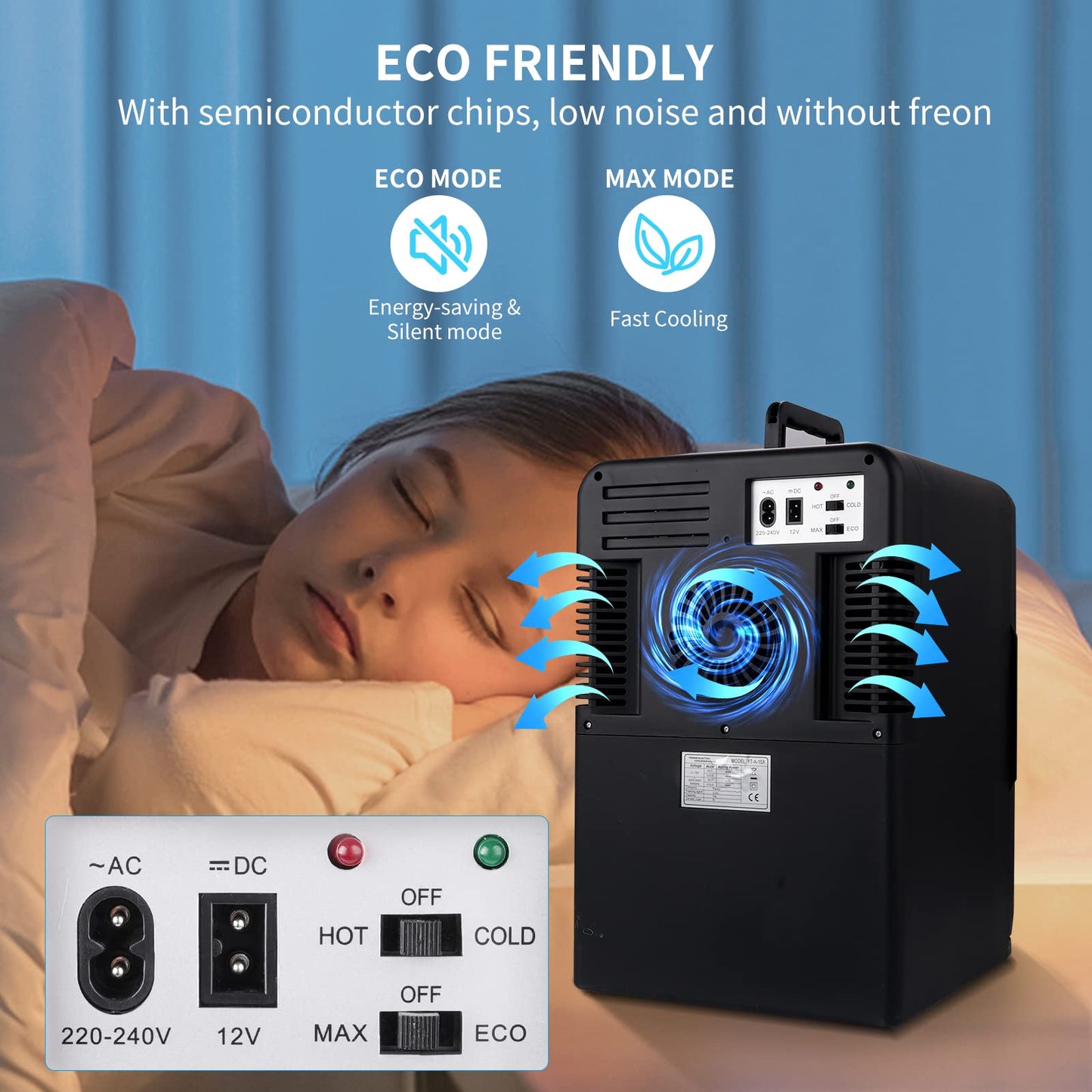 Mini Nevera 15L, Portátil 12V/220V, Frío/Calor, Dormitorio/Coche