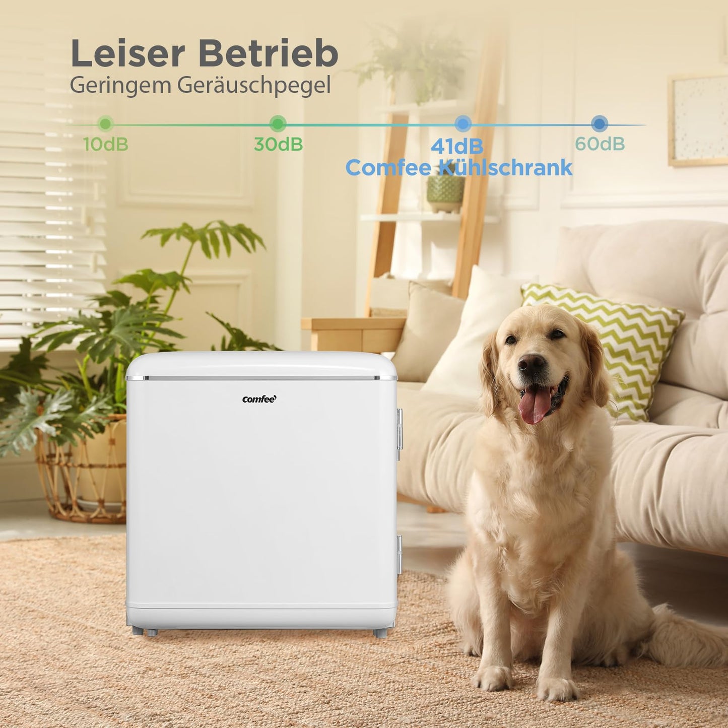 COMFEE' RCD50WH2EURT(E) Mini Frigorífico 47L Retro, Silencioso, Blanco
