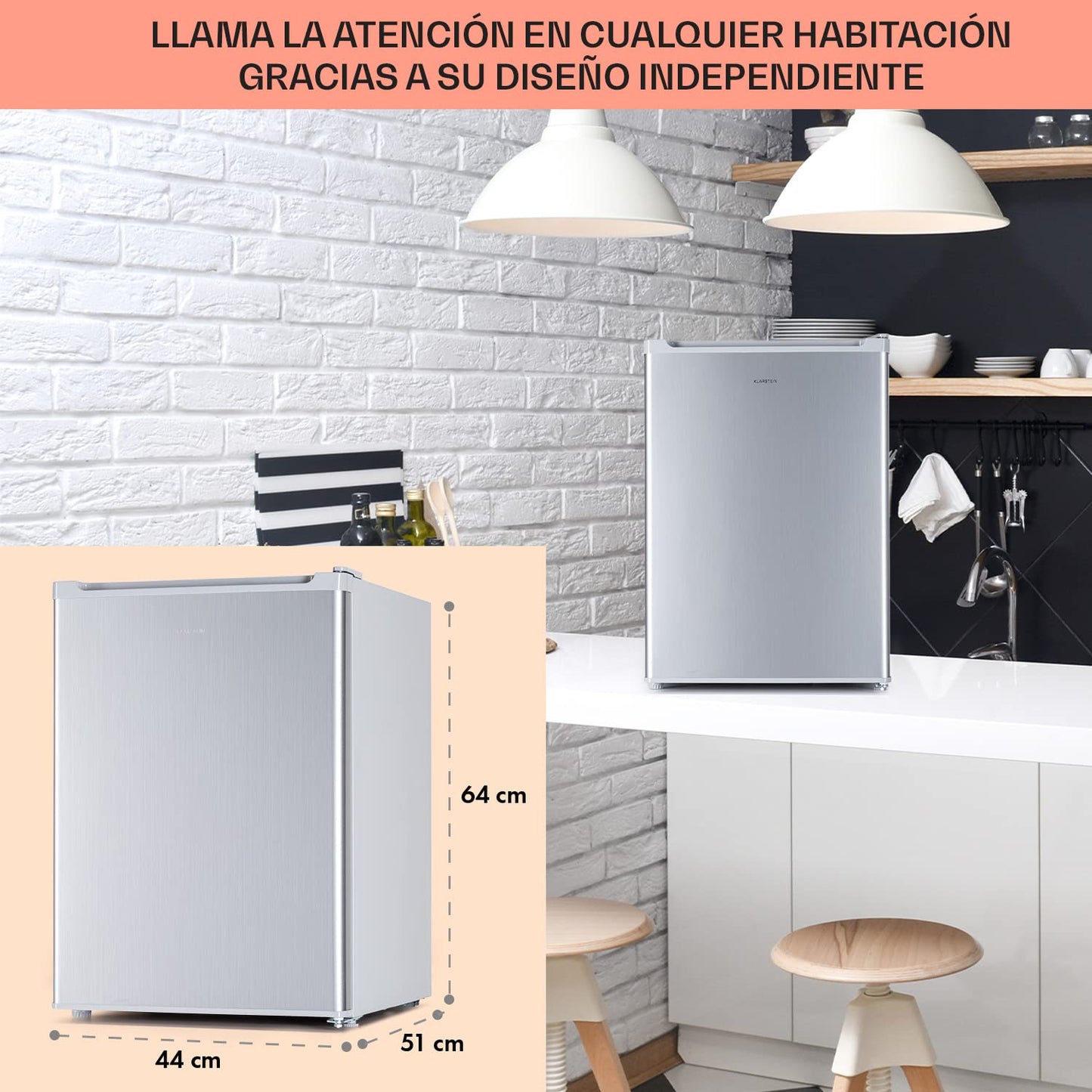 Klarstein Mini Nevera 67L con Congelador 4L, Cristal, Silenciosa