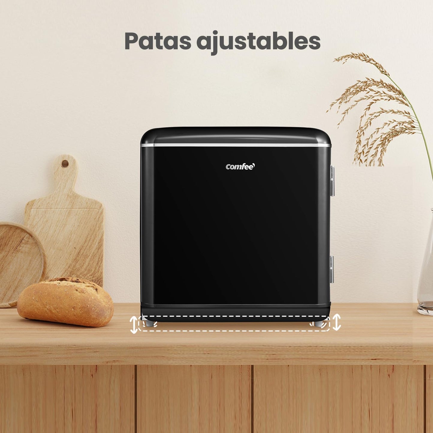 COMFEE' Mini Frigorífico 47L Retro, Silencioso, Negro