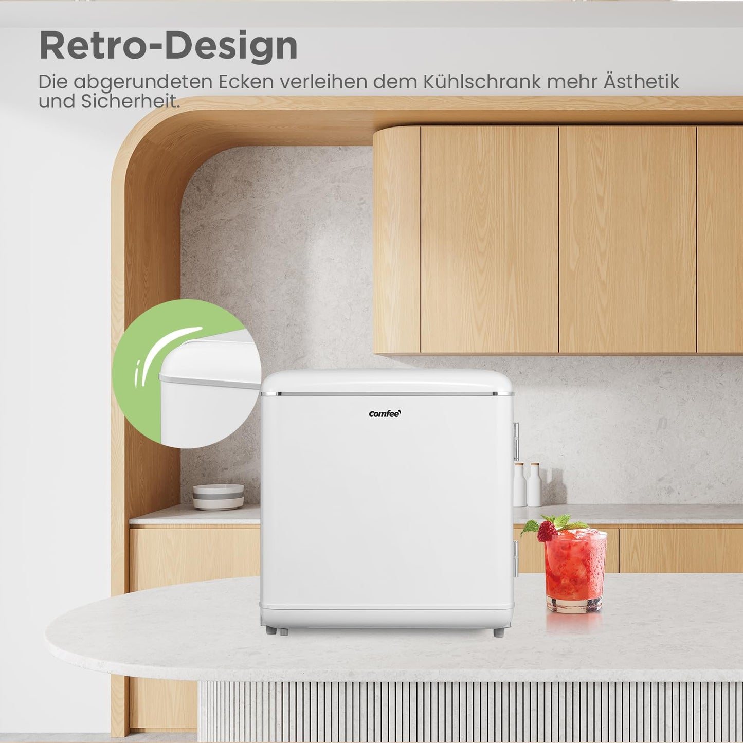 COMFEE' RCD50WH2EURT(E) Mini Frigorífico 47L Retro, Silencioso, Blanco