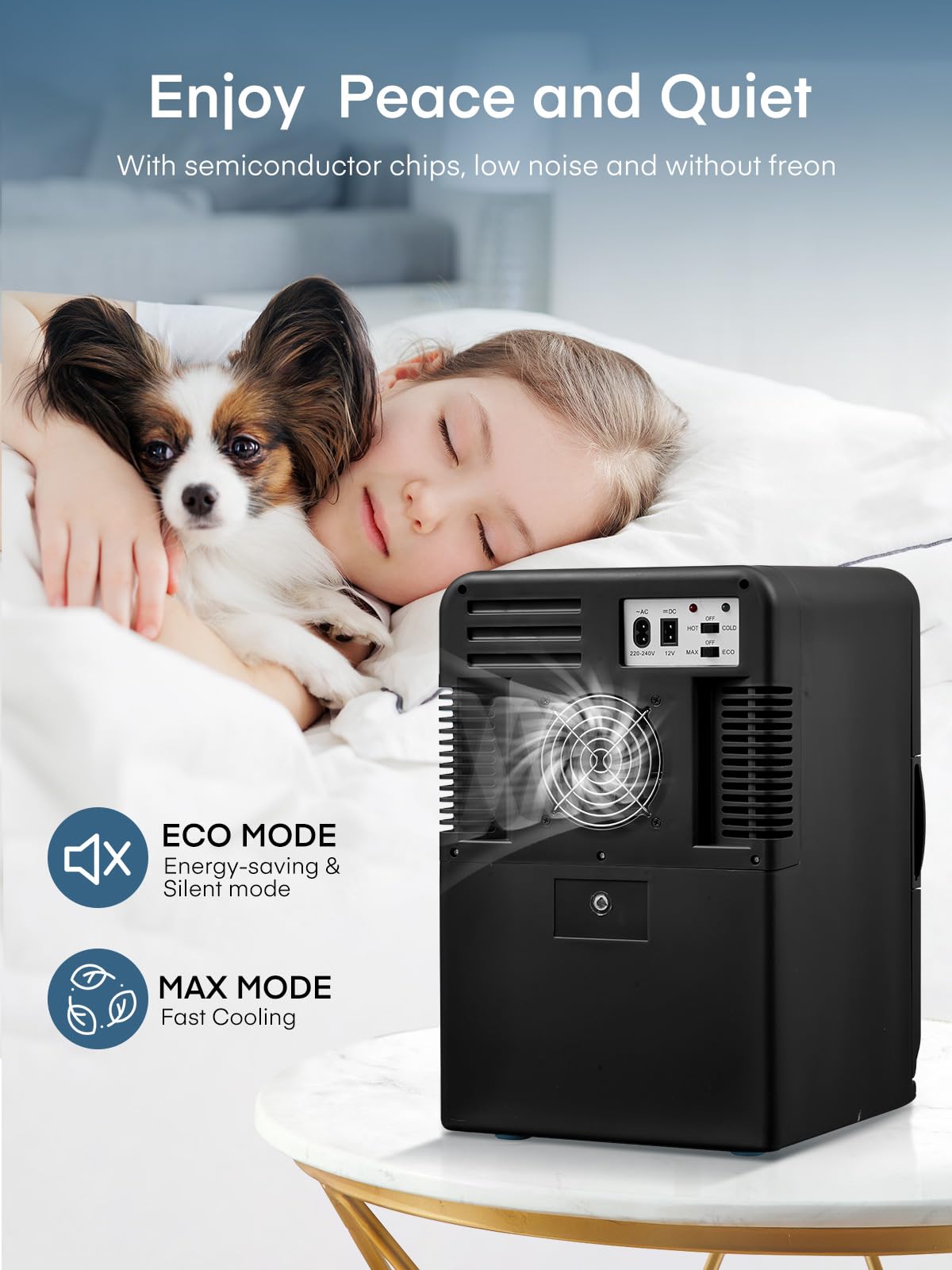 FOHERE Mini Nevera 15L, Portátil 12V/220V, Frío/Calor, Negro