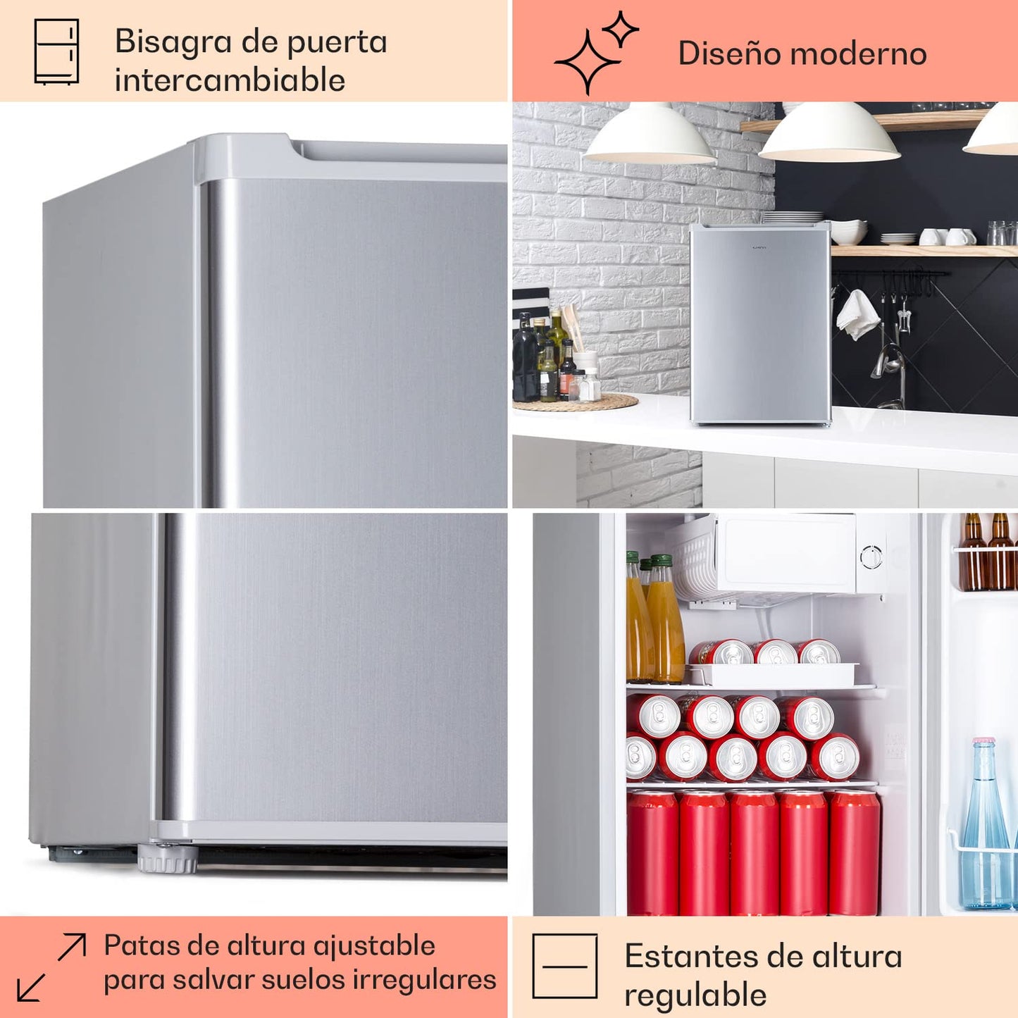 Klarstein Mini Nevera 67L con Congelador 4L, Cristal, Silenciosa