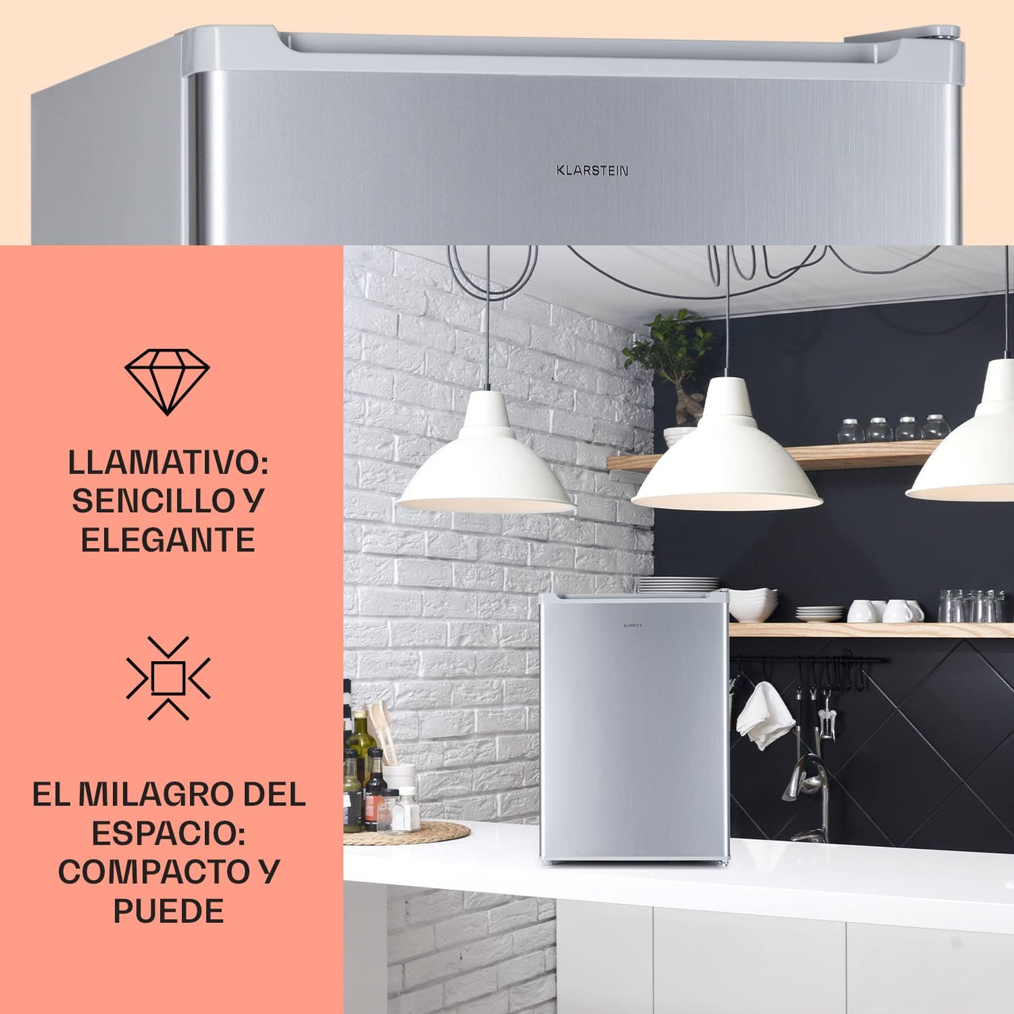 Klarstein Mini Nevera 67L con Congelador 4L, Cristal, Silenciosa