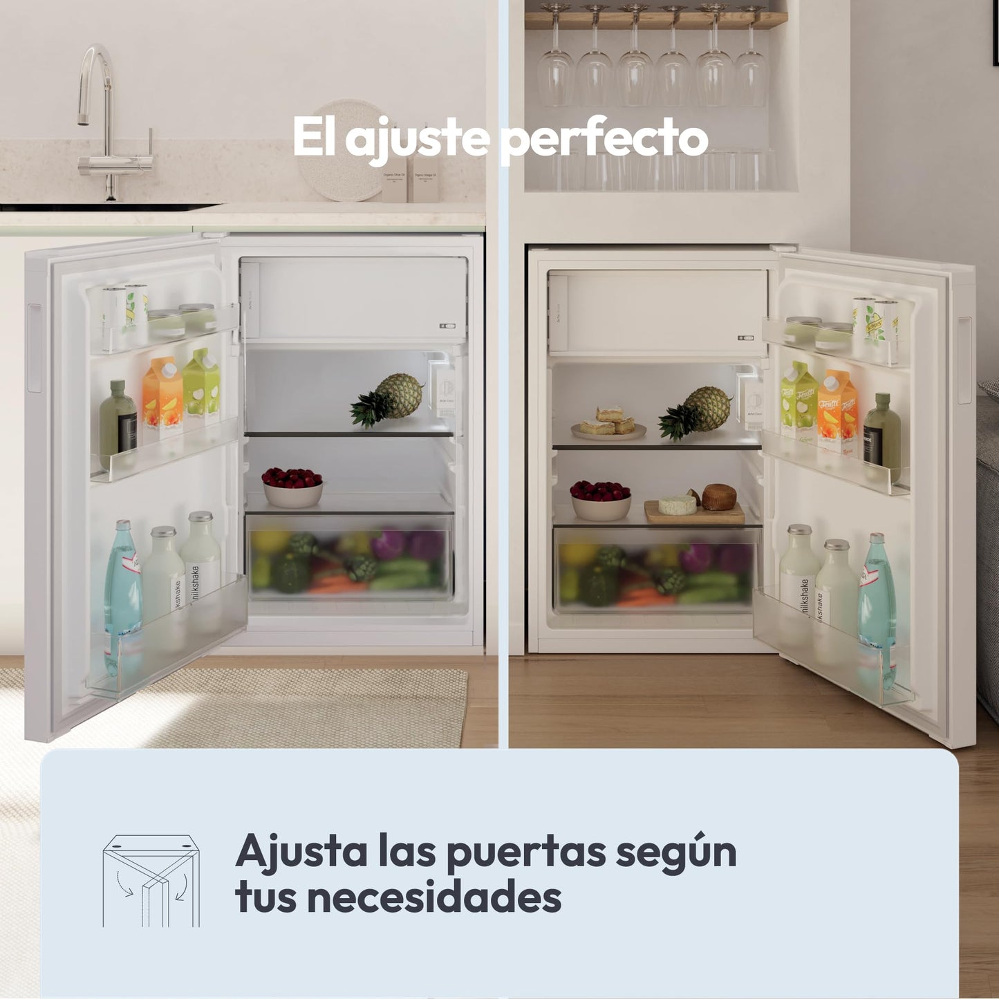Candy Mini Frigorífico 129L con Congelador, LED, Blanco