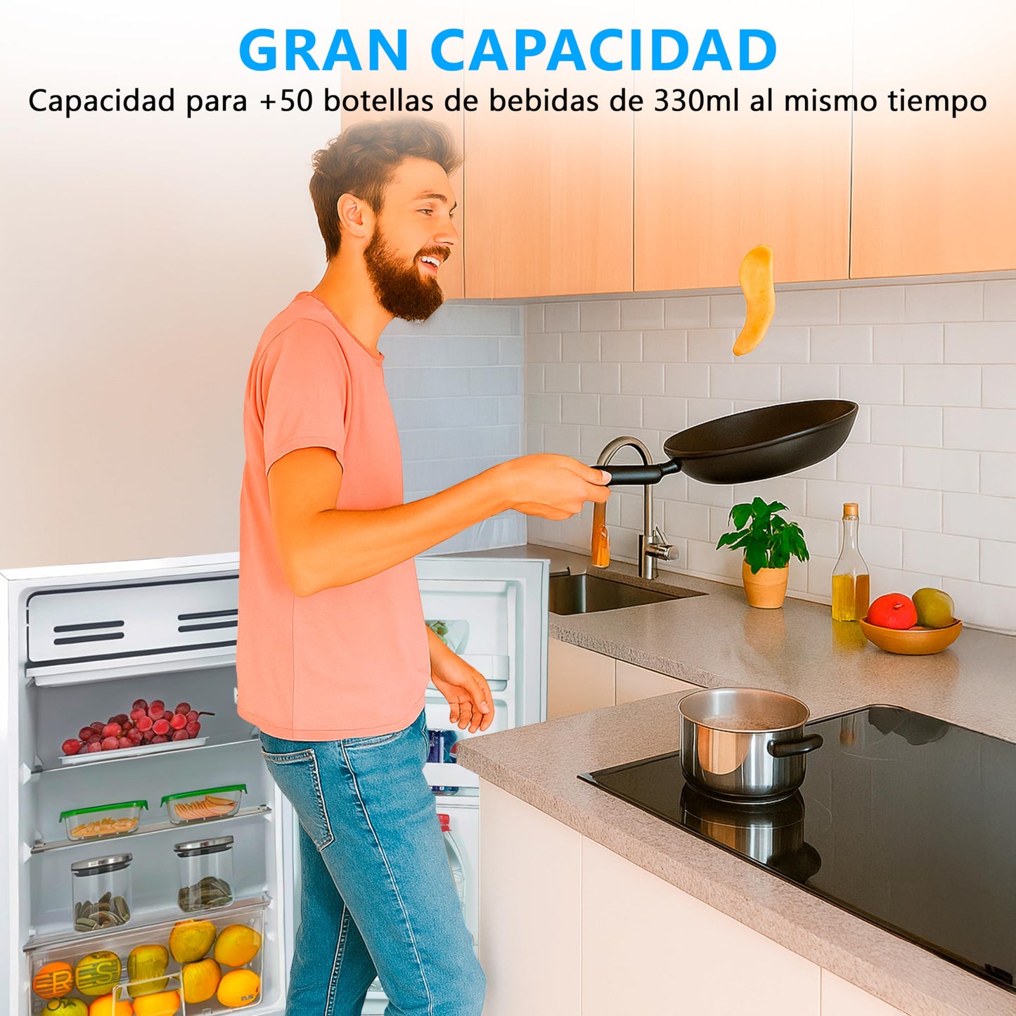 Midea Mini Frigorífico 93L, Bajo Consumo, Silencioso, Hogar/Oficina