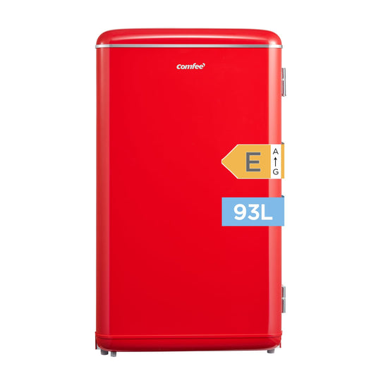 COMFEE' RCD93RE2EURT(E) Mini Frigorífico 93L Retro, Silencioso, Rojo