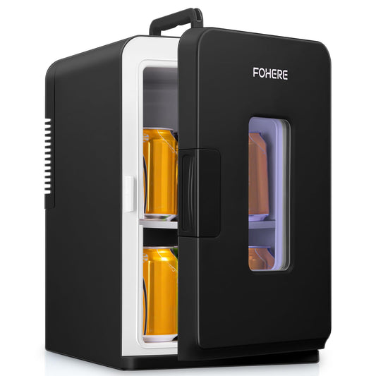 FOHERE Mini Nevera 15L, Portátil 12V/220V, Frío/Calor, Negro