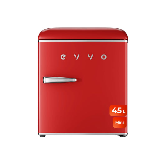 EVVO Mini Frigorífico 45L Retro, Silencioso, Rojo