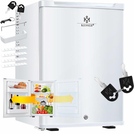 KESSER® Mini Nevera 40L, Silenciosa 22dB, Blanco, Cerradura